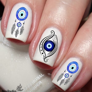Blue Eye Nazar Hamsa Symbol Nail Art Decal Sticker