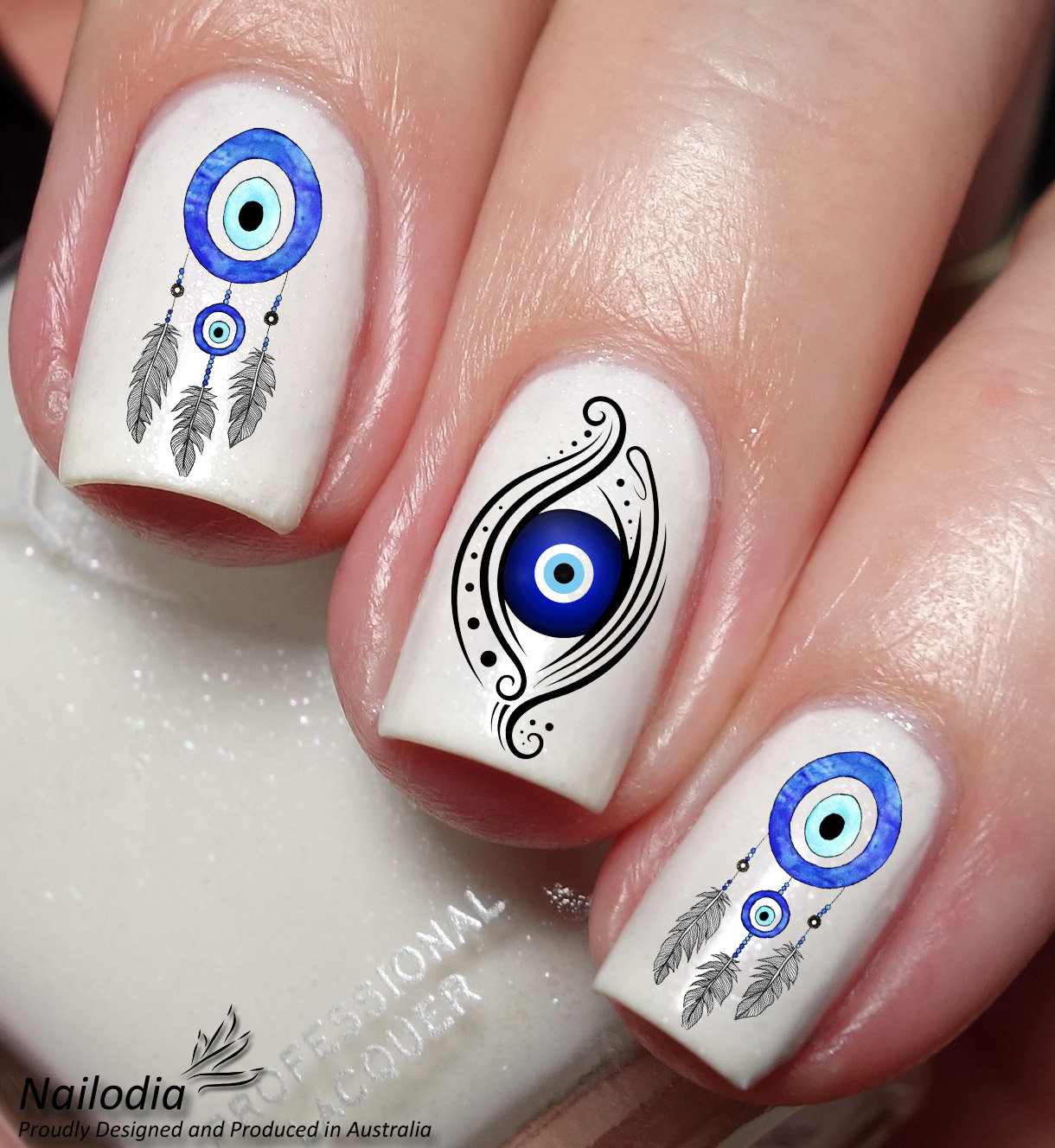 Blue Eye Nazar Hamsa Symbol Nail Art Decal Sticker