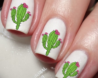Cactus Flower Nail Art Decal Sticker - Etsy