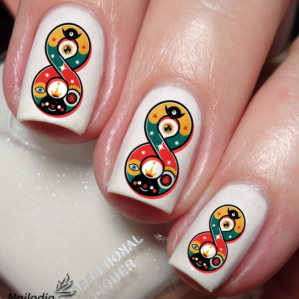 Chinese Lucky Number eight Nail Art Decal Sticker