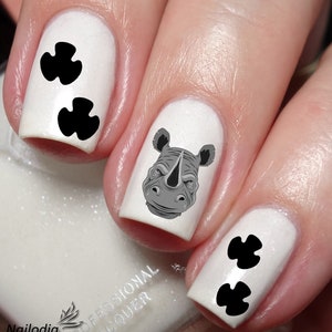 Rhino Lovers Nail Art Decal Sticker