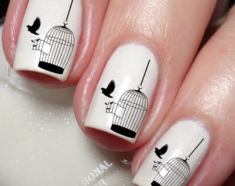Flying Birds Cage Nail Art Decal Sticker