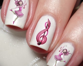 Pink fan Nail Art Decal Sticker