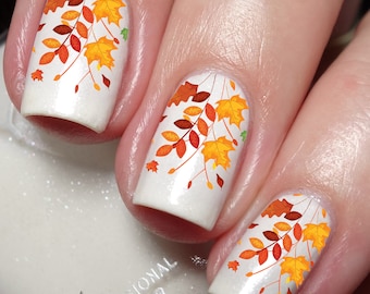 Tree Leaf on Autumn Nail Art Decal Sticker