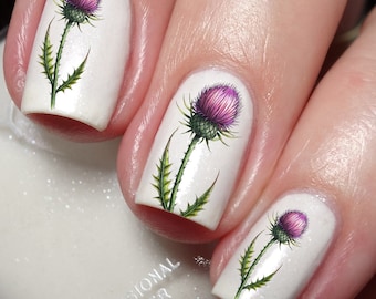 Thistle Flower Nail Art Decal Sticker