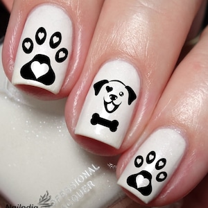 Dog Paw Heart Nail Art Decal Sticker