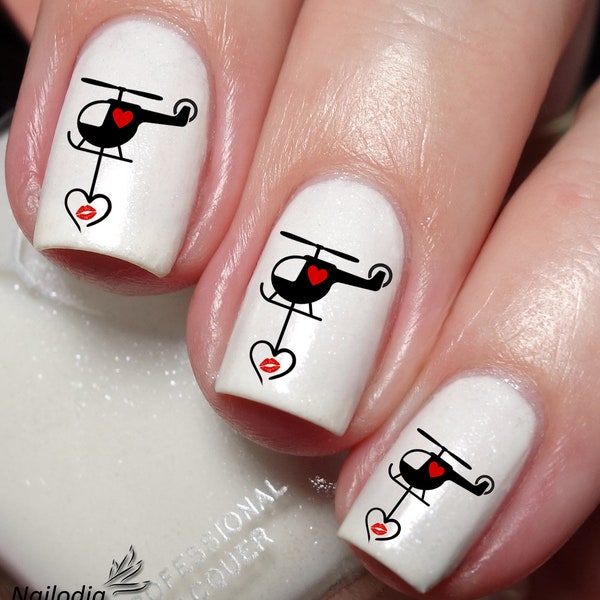 Helicopter Nail Art Decal Sticker