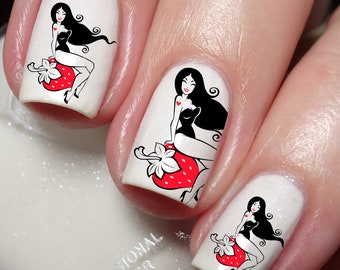 Strawberry Girl Nail Art Decal Sticker