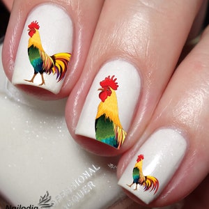 Rooster Lovers Nail Art Decal Sticker