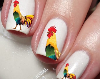Rooster Lovers Nail Art Decal Sticker
