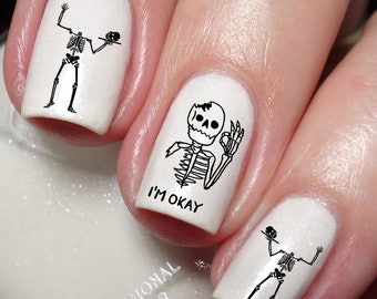 Meme Skeleton Nail Art Decal Sticker