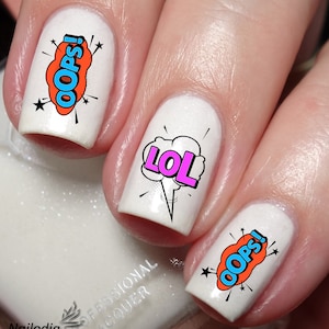 Comic Pow! WTF OMG BAM Nail Art Decal Sticker