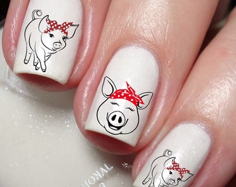 Happy Pig Nail Art Decal Sticker