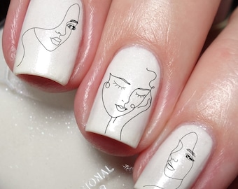 Sticker sticker abstracte vrouw gezicht nail art