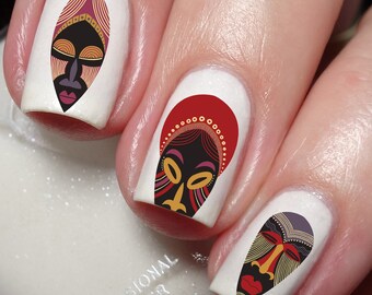 African Paintings Nail Art Decal Sticker