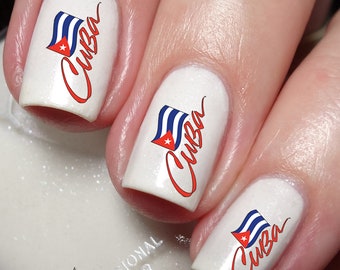 I Love Cuba Nail Art Decal Sticker