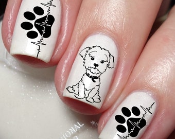 Maltese Dog Puppy Nail Art Decal Sticker