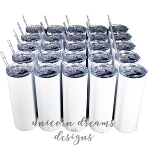 Blank 20oz 30oz Glossy White Skinny Straight Sublimation Tumbler