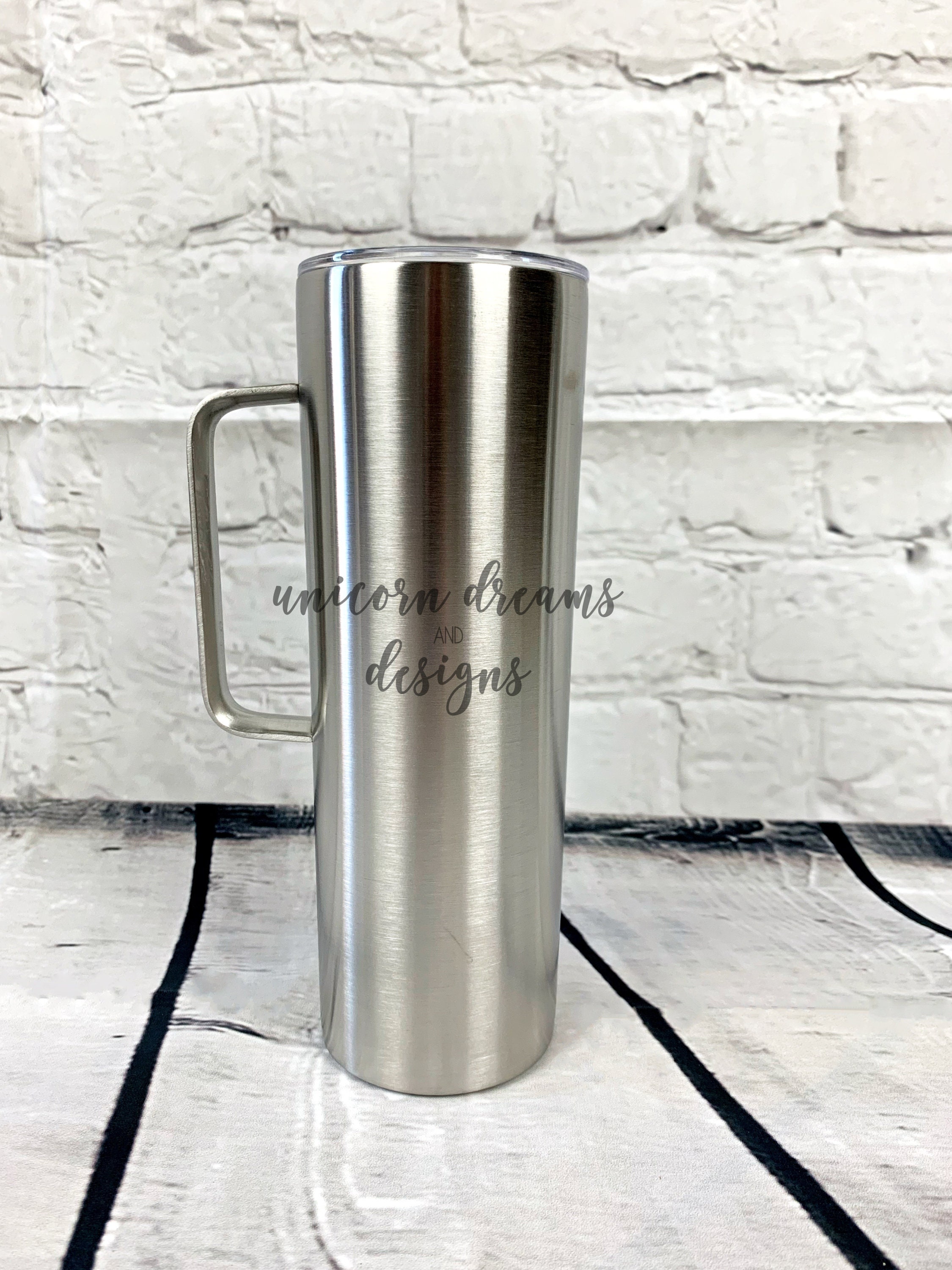 30oz Glossy Skinny Sublimation Tumbler With Handle 
