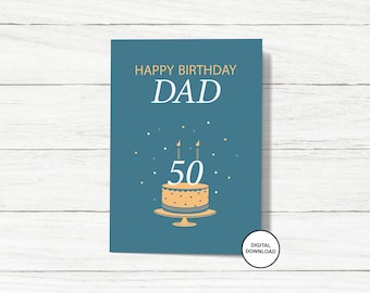 50th Birthday Card for Dad – Stylish Printable Design (PDF, PNG, JPG)