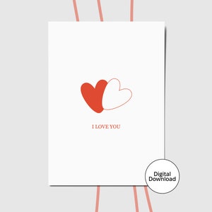 Cartão imprimível do dia dos namorados | Eu te amo cartão digital | Download instantâneo | Design minimalista e elegante | Aniversário | PDF | Para ela/para ele