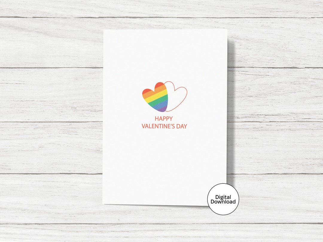 Gay Valentine's Day Card Happy Valentine's Digital Card Instant ...