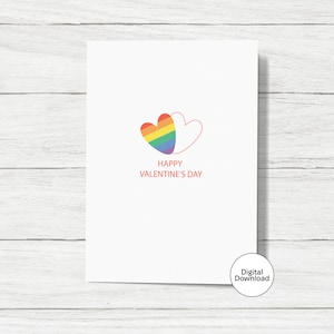 Carte de Saint-Valentin | Carte numérique Joyeuse Saint-Valentin LGBTQ+ | Téléchargement instantané | Design simple et minimaliste | PDF | Carte imprimable