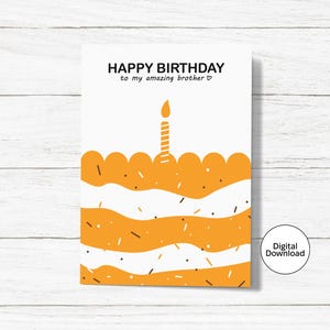 Cartão de feliz aniversário para impressão para irmão - Cartão de aniversário incrível para irmão - Download instantâneo - Design simples - PDF PNG JPG - 5 pol x 7 pol