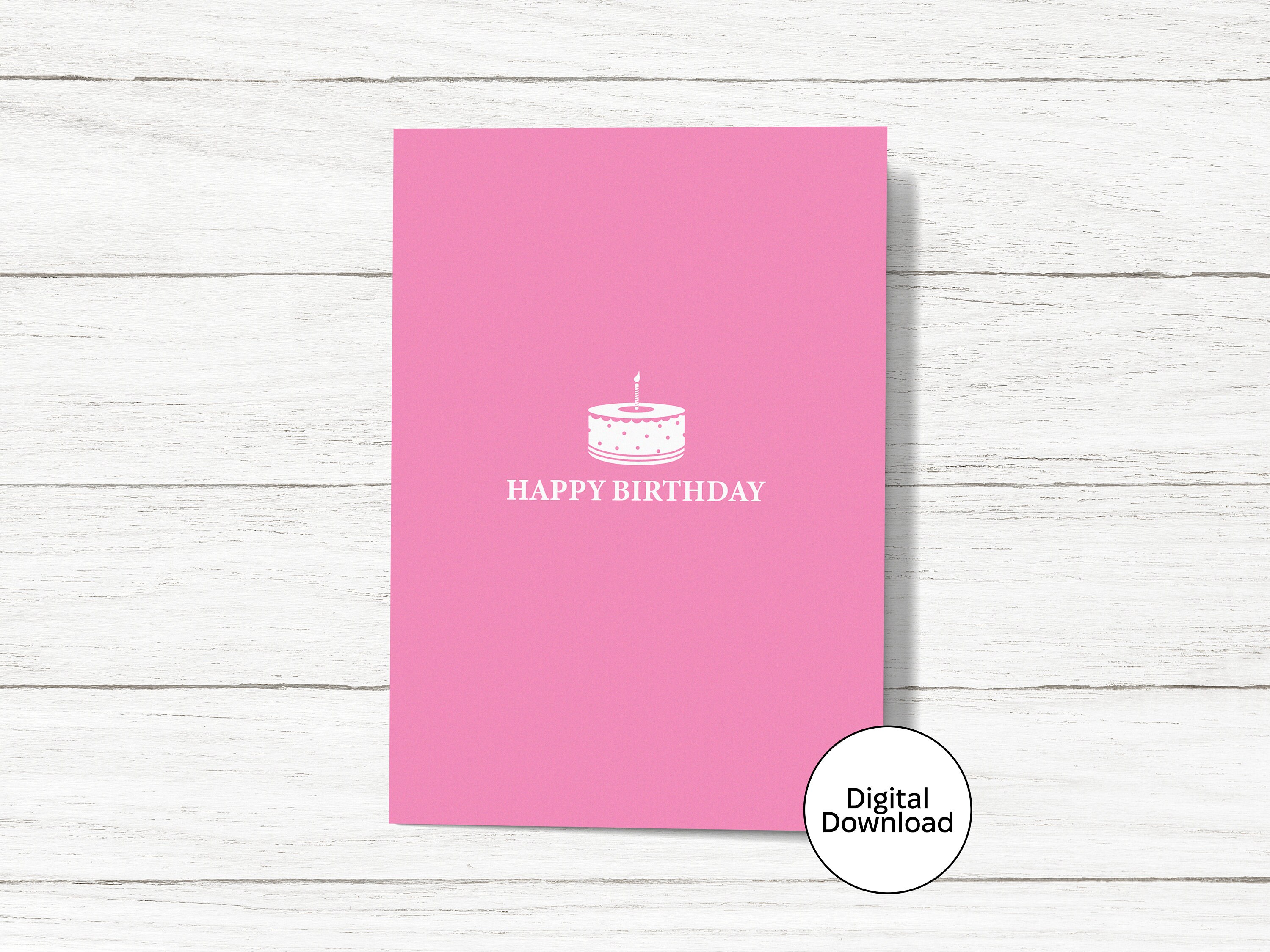 Happy Birthday Digital Card - Printable Pink Birthday - Instant ...