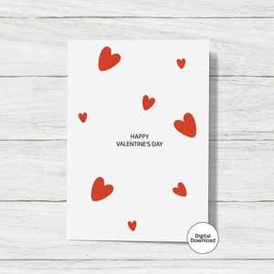 Afdrukbare Valentijnsdagkaart | Eenvoudige digitale valentijnskaart | Direct downloaden | Minimaal stijlvol ontwerp | PDF | Kaart met hartje