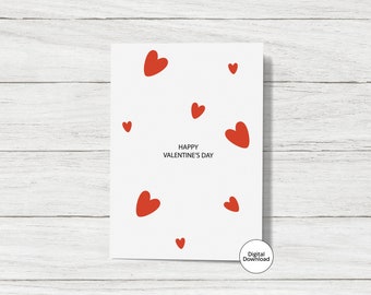 Happy Valentine&#39;s Day Printable Card | Valentine&#39;s Simple Digital Card | Instant Download | Minimal Stylish Design | PDF | Little Heart Card