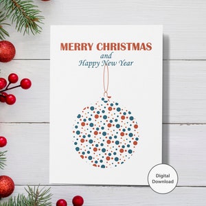 Biglietto digitale di buon Natale - Biglietto minimale di felice anno nuovo - Stampabile - Download istantaneo - Modello PDF 8,5"x 11" da piegare in un biglietto da 5"x 7"