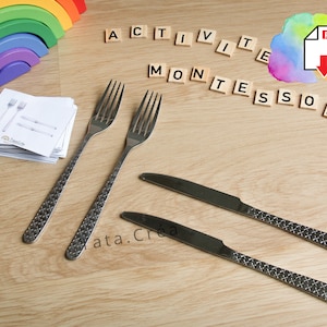 Jeu pour enfant Montessori, jeu des couverts, maternelle, jeu de carte, Montessori, activité enfant, fête