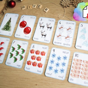 Carte de nombre/chiffre 1-10, carte de comptage, apprendre à compter, automne, Maternelle, IEF, Numération, Montessori, compter de 1-10