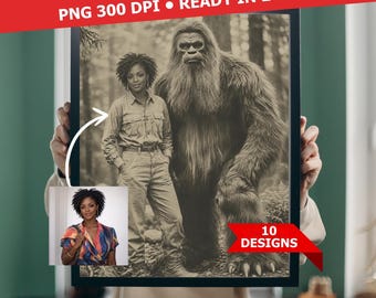 Custom Bigfoot Portrait from Photo, Personalized Sasquatch Art, Funny Gift, Digital Download
