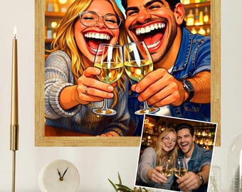Custom Funny Couple Caricature Portrait | Personalized Digital Gift for Couples | Valentine Cartoon from Photo