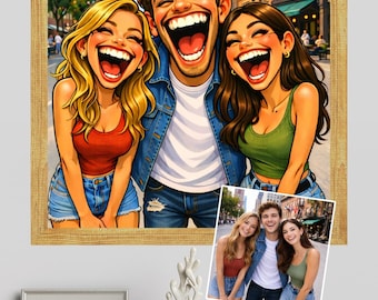 Custom Caricature Portrait from Photo, Personalized Cartoon Digital Portrait, Valentine Gift, Couple Family Friends