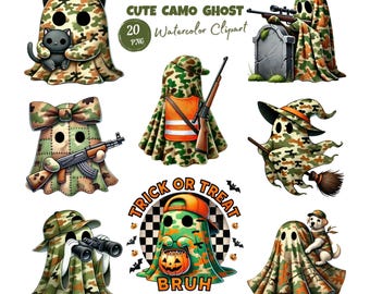 Camo Ghost PNG, Candy Hunter PNG, Spooky Dude Ghost Halloween Boy Cap, Coquette Hunting Shirt PNG, Fall Camouflage Bow Sublimation Clipart