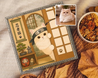 Custom Japanese Pet Portrait from Photo, Ukiyo-e Pet Art, Personalized Dog & Cat Portrait, Pet Memorial Gift, Digital Download