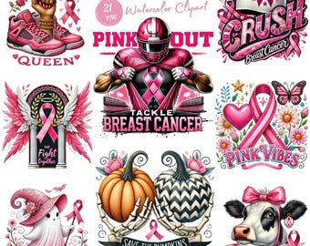Watercolor Breast Cancer Awareness PNG Clipart. Pink Ribbon Breast Cancer Survivor Watercolor Clipart Support PNG for October Awareness Art.