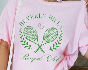 Beverly Hills Tennis Shirt Preppy Stuff Old Money Aesthetic 90s Nostalgia Tennis Club Danish Pastel Pink And Green Summer Time Shirt