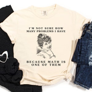 Comfort Colors oversized tee shirt in ivory (natural) with girl math graphic on front
