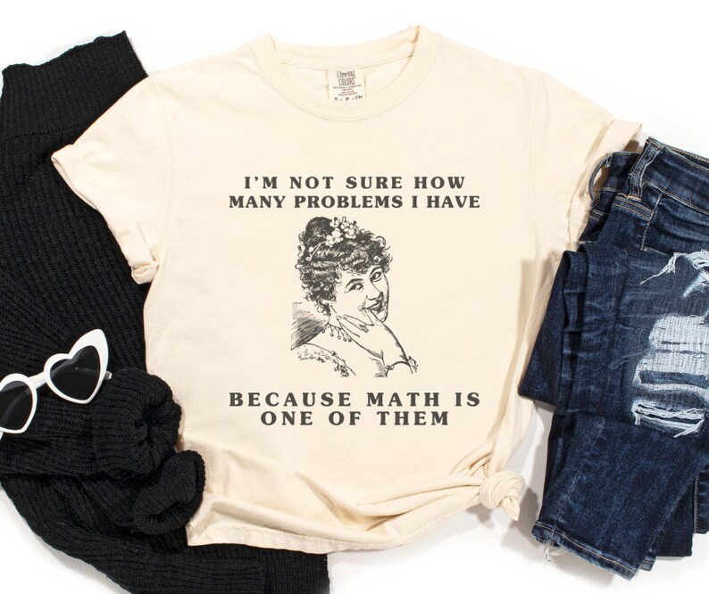 Comfort Colors oversized tee shirt in ivory (natural) with girl math graphic on front