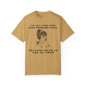 Comfort Colors oversized tee shirt in mustard with girl math graphic on front