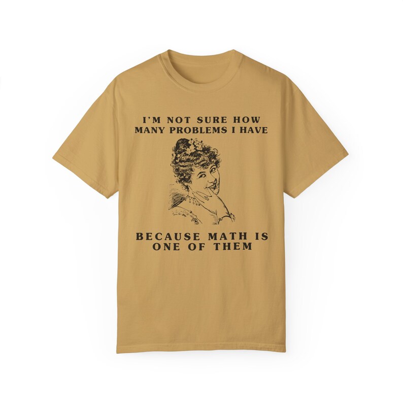 Comfort Colors oversized tee shirt in mustard with girl math graphic on front
