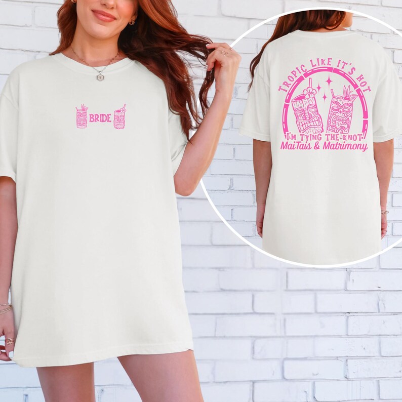 Tropic Like Its Hot Bachelorette Bride Tribe Tiki Bachelorette Magliette da addio al nubilato Festa di addio al nubilato a Miami Merchandising per addio al nubilato Ivory