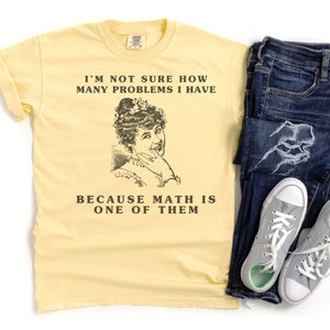 Comfort Colors oversized tee shirt in banana (light yellow) with girl math graphic on front