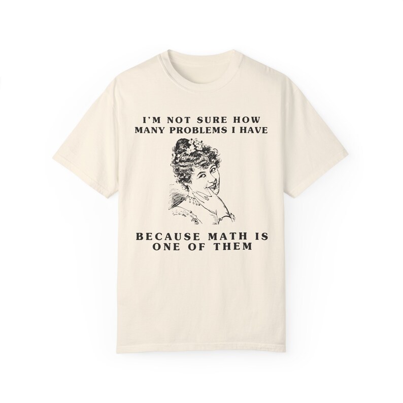 Comfort Colors oversized tee shirt in ivory (natural) with girl math graphic on front