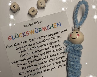 Glückswürmchen / Sorgenwürmchen / WorryWorm / Talisman als Geschenk für Freunde, Familie, Bekannte (z.B. Muttertag, JGA, Geburtstag…)