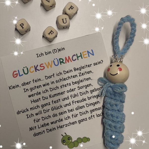 Glückswürmchen / Sorgenwürmchen / WorryWorm / Talisman als Geschenk für Freunde, Familie, Bekannte (z.B. Muttertag, JGA, Ostern,…)